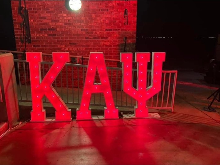Illuminated Kappa Alpha Psi Greek letters
